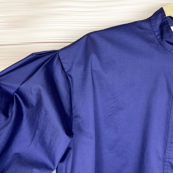 COS Royal Blue Cotton Sateen Blouse Oversized Top Smocked Bell Sleeves US 2 - Picture 6 of 16